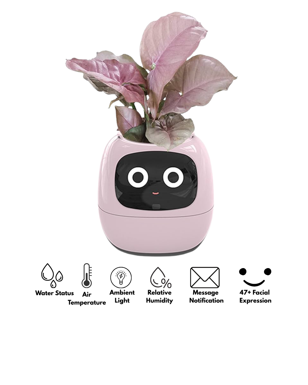 Interactive smart plant pot with AI sensors and modern design for easy indoor gardening and stylish home spaces.
